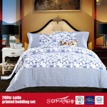 100% Algodão 200TC Cetim Impresso Bedding Bed Bed Linen Fornecedor